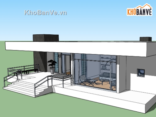 nhà 1 tầng,nhà 3d 1 tầng,file 3d nhà 1 tầng,sketchup nhà 1 tầng,model 3d nhà 1 tầng