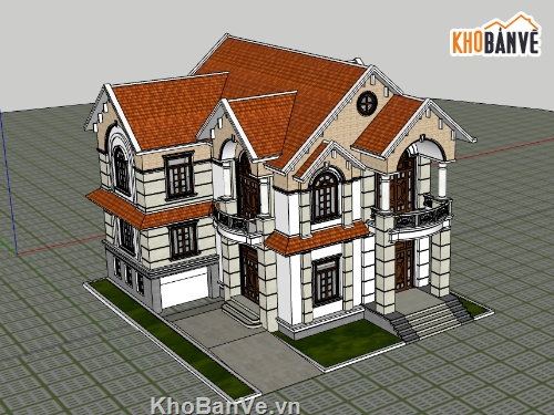 Model 3d biệt thự 2 tầng,file sketchup 3d biệt thự 2 tầng,file sketchup biệt thự 2 tầng,3d biệt thự 2 tầng