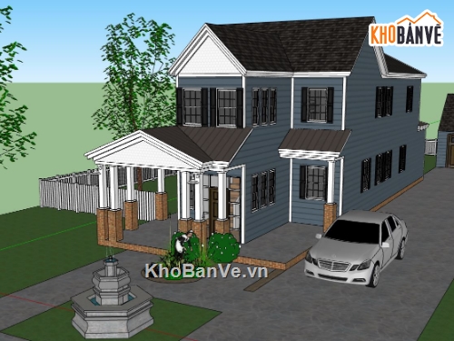 thiết kế nhà 2 tầng,thiết kế nhà 2 tầng sketchup,Model sketchup nhà 2 tầng,model su nhà 2 tầng