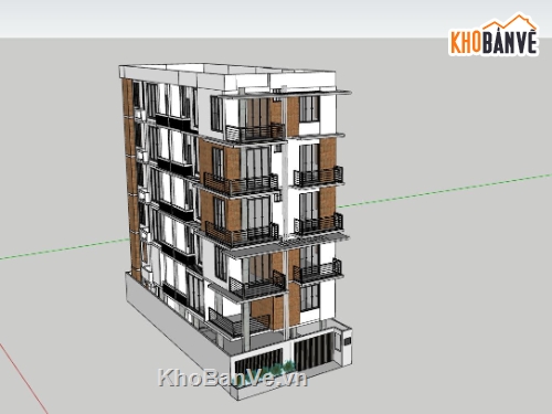 thiết kế chung cư,chung cư 6 tầng,file sketchup chung cư,chung cư mini 3d sketchup,phối cảnh chung cư mini