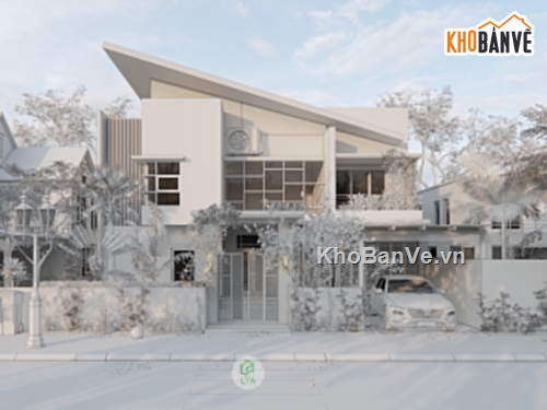 Villa sketchup model,sketchup nhà hiện đại,sketchup villa hiện đại,bao cảnh đẹp,file setting ánh sáng