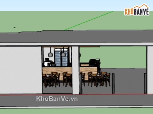 sketchup nội thất quán coffee,File sketchup nội thất quán coffee,3d sketchup nội thất quán coffee