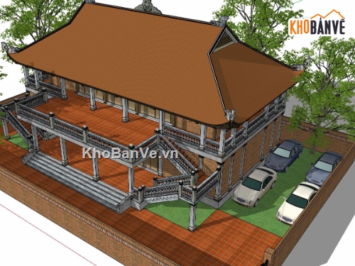 Nhà thờ họ,sketchup nhà thờ họ,model su nhà thờ họ