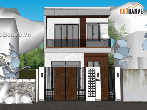 mặt tiền nhà phố,su mặt tiền,sketchup mặt tiền