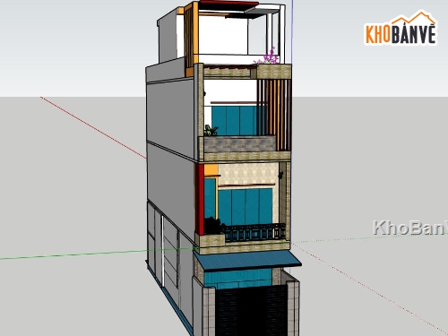 nhà phố 3 tầng,model su nhà phố,nhà phố 3 tầng sketchup,file sketchup nhà phố hiện đại