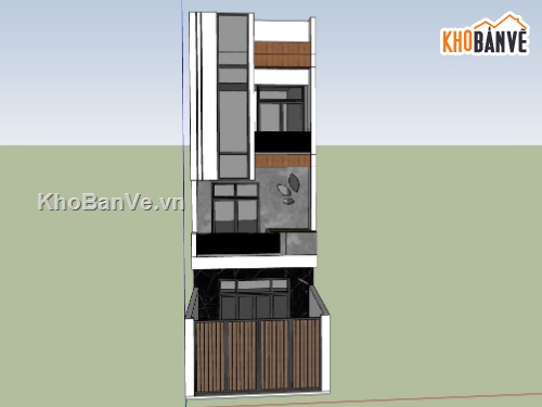 nhà phố 3 tầng,sketchup nhà phố,ngoại cảnh nhà phố,nhà phố hiện đại