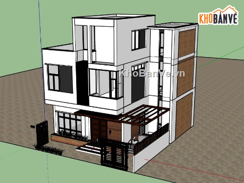 nhà phố 3 tầng,su nhà phố,sketchup nhà phố,sketchup nhà phố 3 tầng