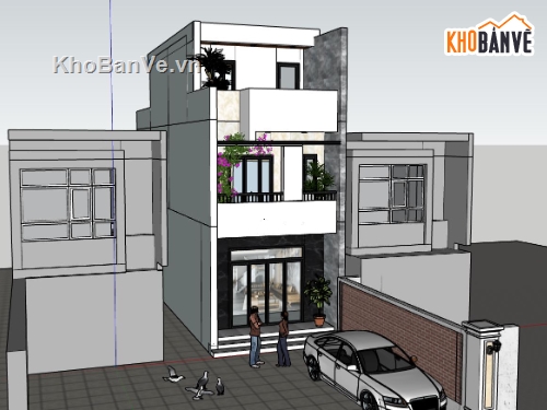 nhà phố 3 tầng,file su nhà phố 3 tầng,thiết kế nhà phố 3 tầng,phối cảnh nhà phố 3 tầng