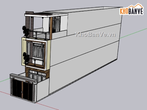 nhà phố 3 tầng,nhà 3 tầng,su nhà 3 tầng,sketchup nhà 3 tầng