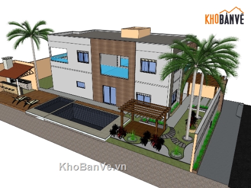 biệt thự sketchup,sketchup biệt thự,Model sketchup biệt thự,su biệt thự,sketchup biệt thự 2 tầng