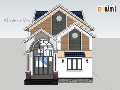 mẫu nhà phố 2 tầng,nhà phố 2 tầng sketchup,model su nhà phố 2 tầng,nhà phố hiện đại