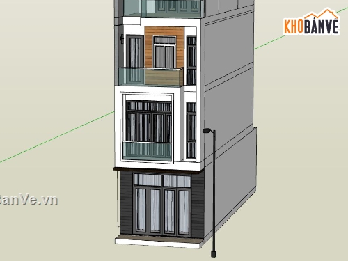 nhà phố 4 tầng,file sketchup nhà phố 4 tầng,mẫu sketchup nhà phố 4 tầng,thiết kế nhà phố hiện đại
