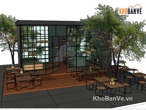 sketchup nội thất,Model sketchup quán,model su quán cà phê