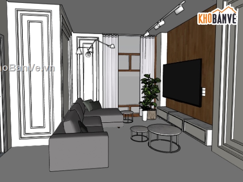 sketchup phòng khách,File phòng khách sketchup,File sketchup phòng khách đẹp,file sketchup phòng khách