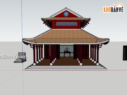 đền thờ sketchup,sketchup đền,File 3d sketchup đền thờ