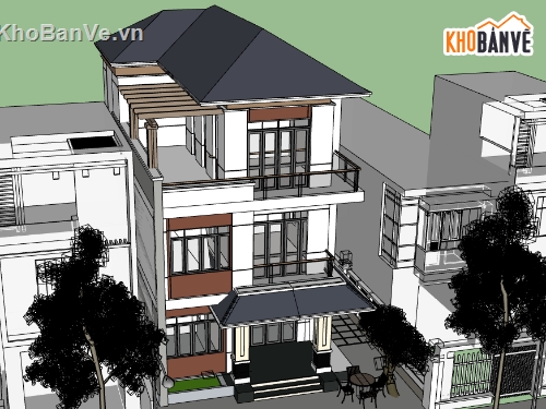 biệt thự 3 tầng file su,biệt thự 3 tầng,3d biệt thự 3 tầng,file 3d biệt thự 3 tầng,model 3d biệt thự 3 tầng