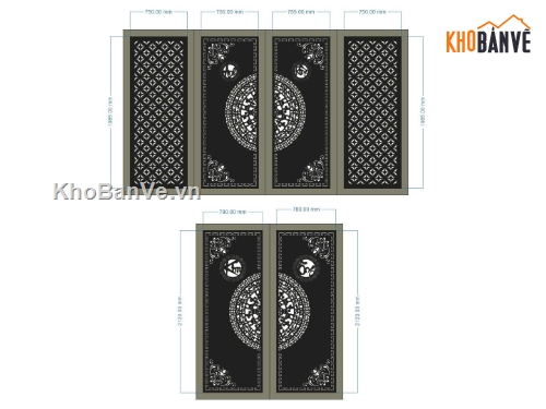 cổng đẹp 4 cánh,file cổng 4 cánh,mẫu cổng 2 cánh
