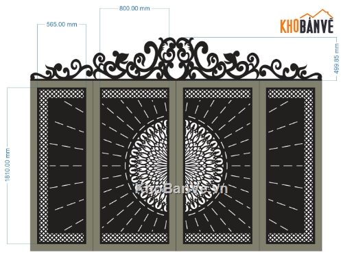 cổng đẹp 4 cánh,file cnc cổng 4 cánh và vòm,file cổng 4 cánh