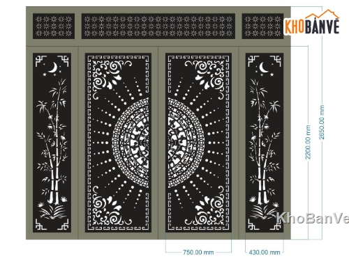 cổng 4 cánh cnc,File cổng 4 cánh,cổng có ô thoáng