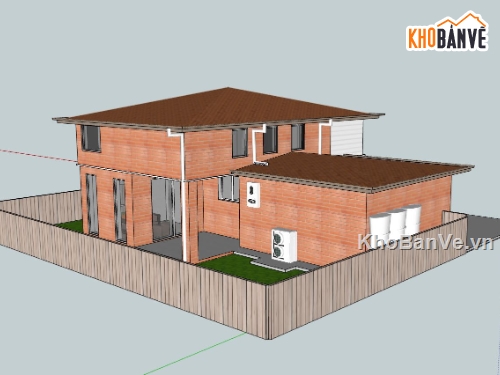 biệt thự 2 tầng,thiết kế biệt thự 2 tầng,sketchup biệt thự 2 tầng