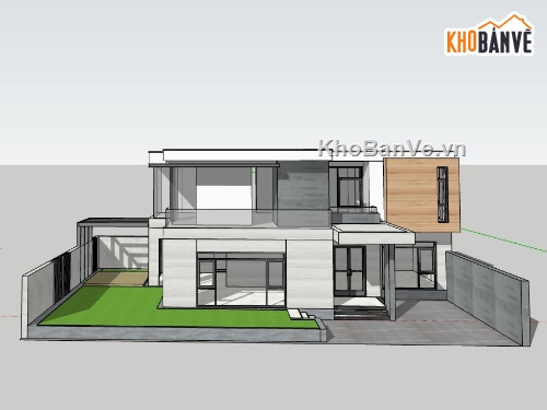 biệt thự 2 tầng,file sketchup biệt thự,biệt thự hiện đại