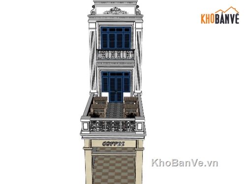 model nhà 3 tầng,nhà kết hợp quán cà phê,su quán coffee