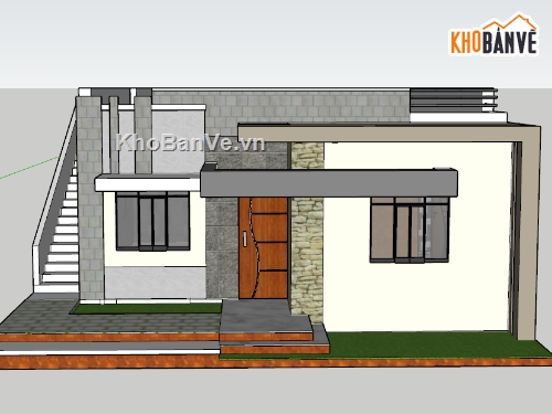 nhà 1 tầng,nhà cấp 4,model sketchup