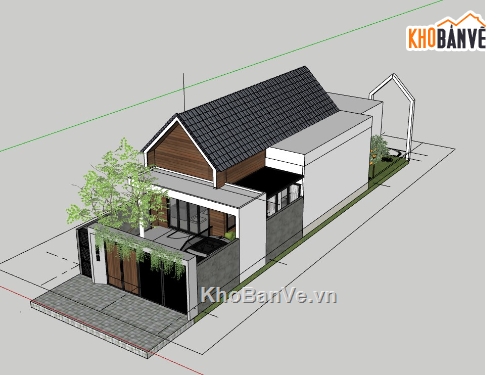 nhà phố 1 tầng,su nhà phố,sketchup nhà phố,su nhà phố 1 tầng