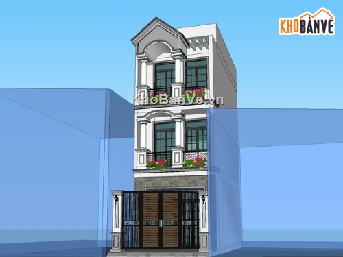 nhà phố,nhà phố 3 tầng,model nhà phố