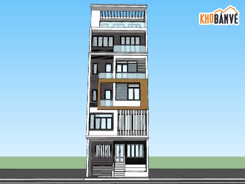 nhà 6 tầng 7x15m sketchup,Su nhà phố 6 tầng,Sketchup nhà phố,dựng mẫu nhà phố 6 tầng
