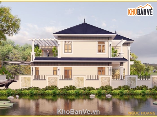 Sketchup ngoại thất,Sketchup ngoại cảnh biệt thự,ngoại cảnh biệt thự,file sketchup biệt thự 2 tầng,sketchup biệt thự 2 tầng