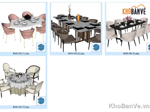 sketchup bàn ăn,su thiết kế bàn ăn,bàn ăn su,tổng hợp mẫu bàn ăn,thiết kế bàn ăn