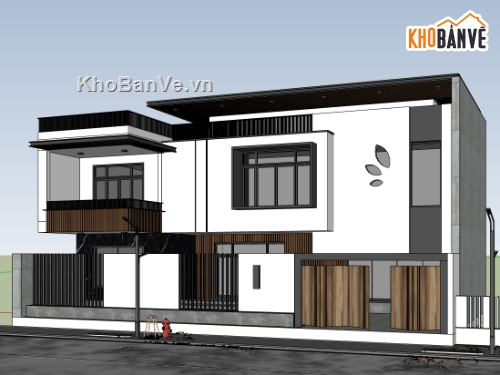 biệt thự 2 tầng,su biệt thự,sketchup biệt thự