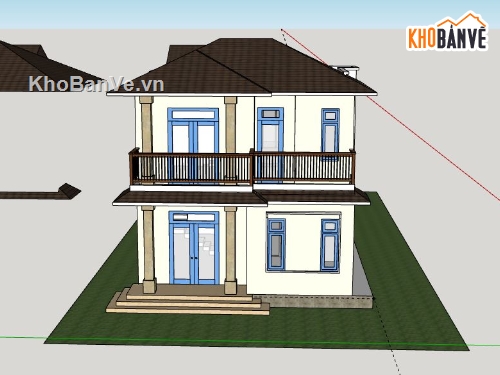 biệt thự 2 tầng,model su biệt thự 2 tầng,file su biệt thự 2 tầng,sketchup biệt thự 2 tầng