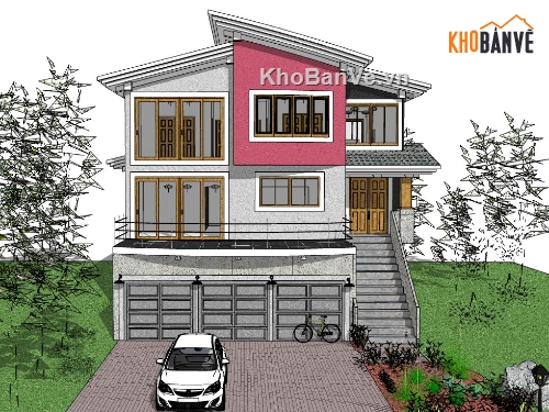 biệt thự 3 tầng,su biệt thự,sketchup biệt thự,su biệt thự 3 tầng