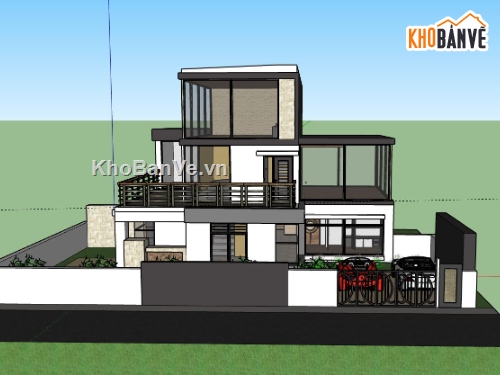 biệt thự 3 tầng,model su biệt thự 3 tầng,sketchup biệt thự 3 tầng