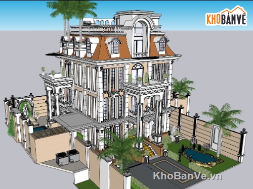 biệt thự tân cổ 3 tầng,3 tầng tân cổ điển,biệt thự cổ điển 3 tầng