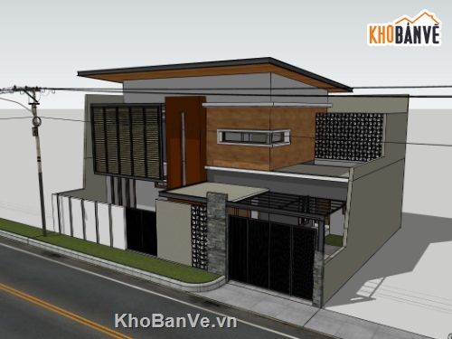 su nhà phố,sketchup nhà phố,su nhà phố 2 tầng,sketchup nhà phố 2 tầng