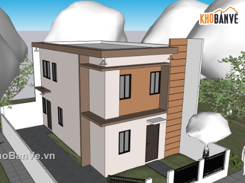 su nhà phố,sketchup nhà phố,su nhà phố 2 tầng,sketchup nhà phố 2 tầng