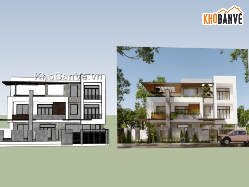 nhà phố 3 tầng,su nhà phố,sketchup nhà phố,su nhà phố 3 tầng