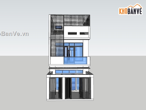 nhà phố 3 tầng,su nhà phố,sketchup nhà phố