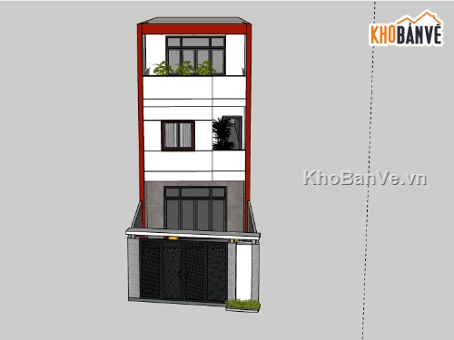 nhà phố 3 tầng,su nhà phố,sketchup nhà phố