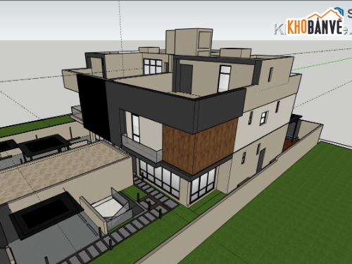 su biệt thự,sketchup biệt thự,su biệt thự 3 tầng