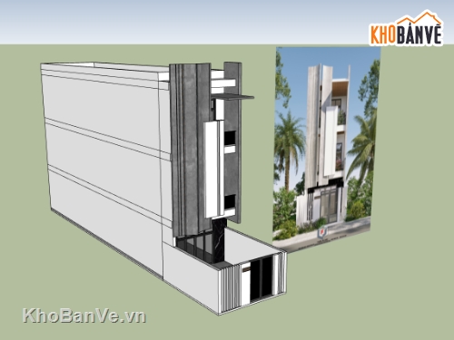 nhà phố 3 tầng,su nhà phố,sketchup nhà phố,su nhà phố 3 tầng