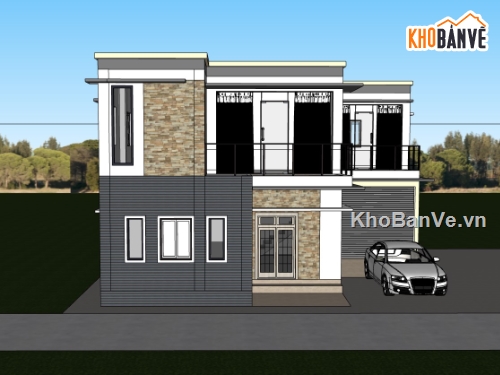 nhà phố 2 tầng,su nhà phố,sketchup nhà phố,su nhà phố 2 tầng