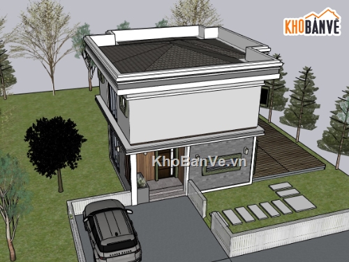 su nhà phố,sketchup nhà phố,su nhà phố 2 tầng