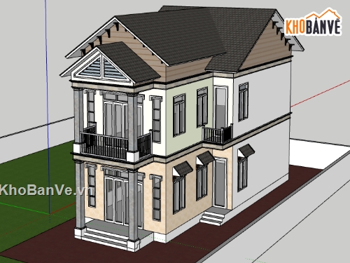 nhà phố 2 tầng,su nhà phố,sketchup nhà phố,su nhà phố 2 tầng