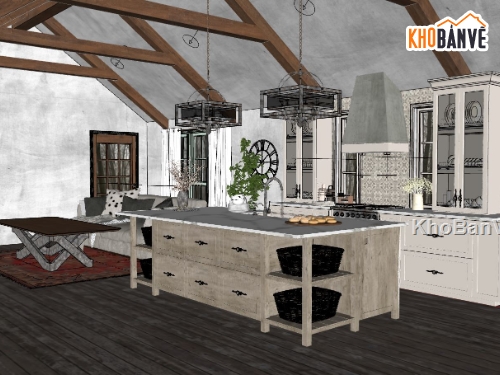 nội thất phòng bếp sketchup,mẫu nội thất phòng bếp,sketchup nội thất phòng bếp,sketchup phòng bếp