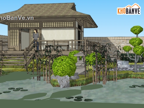 sân vườn,su sân vườn,sketchup sân vườn