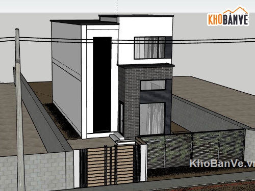 Nhà phố 2 tầng,model su nhà phố 2 tầng,nhà phố 2 tầng file sketchup